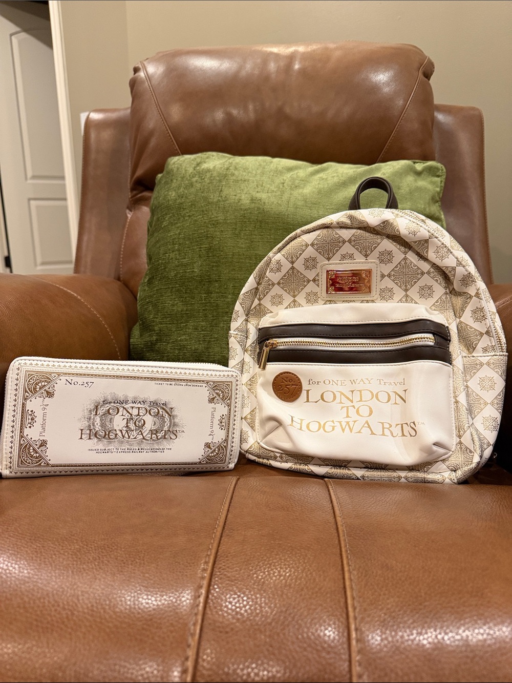 London to Hogwarts Cream Patterned Mini Backpack & Matching Wallet